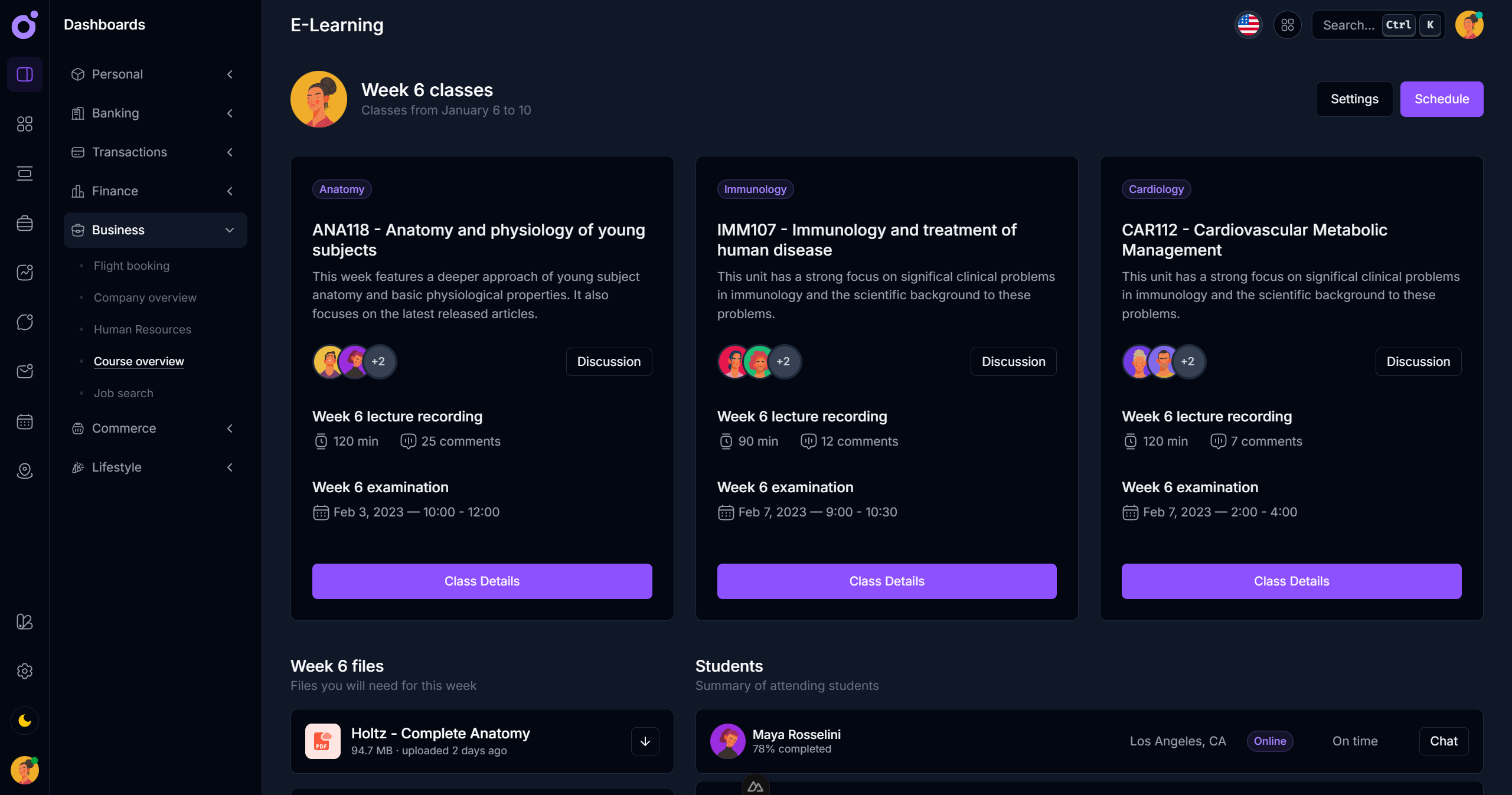 Tairo - Course dashboard