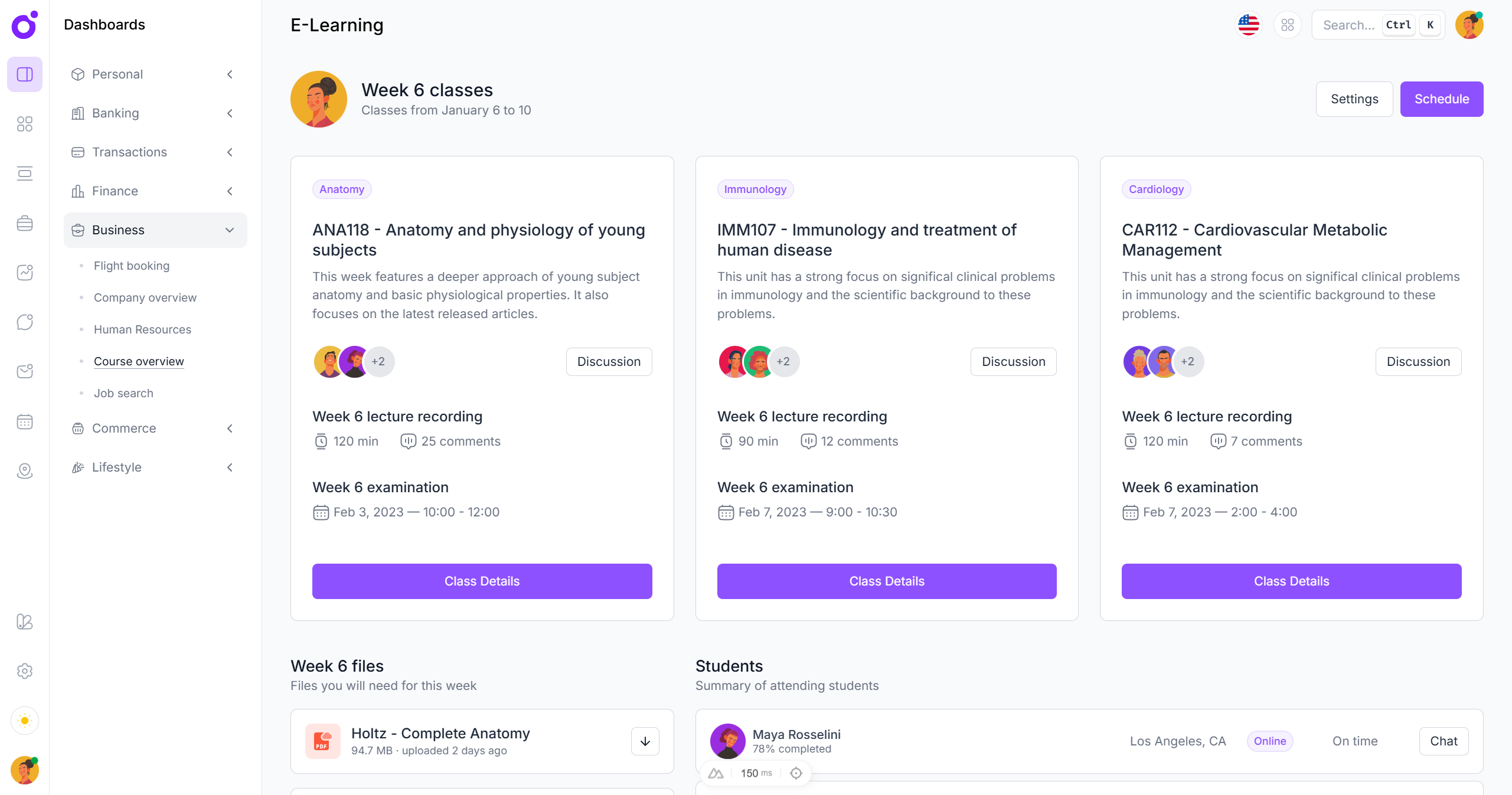 Tairo - Course dashboard