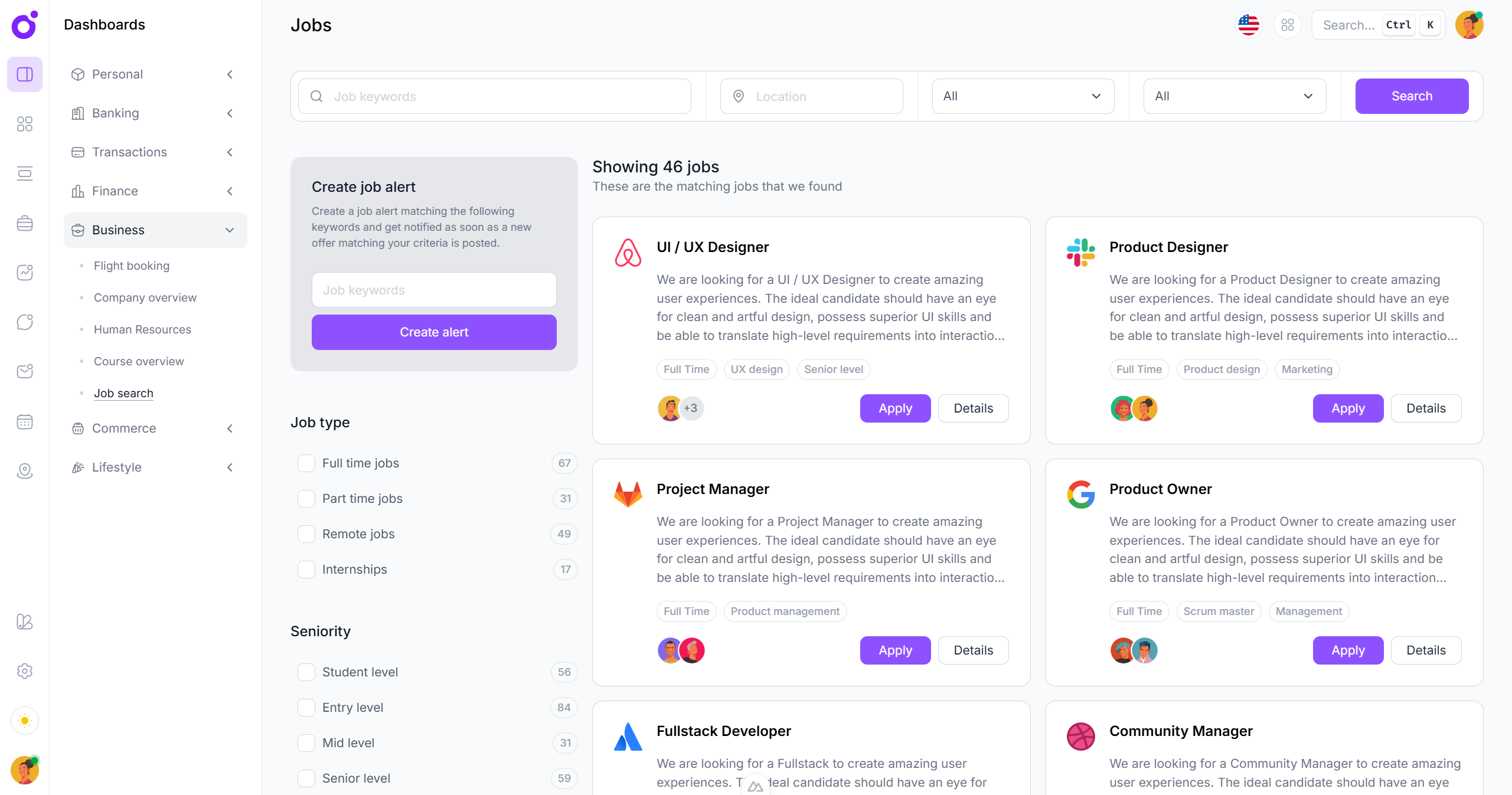 Tairo - Jobs dashboard