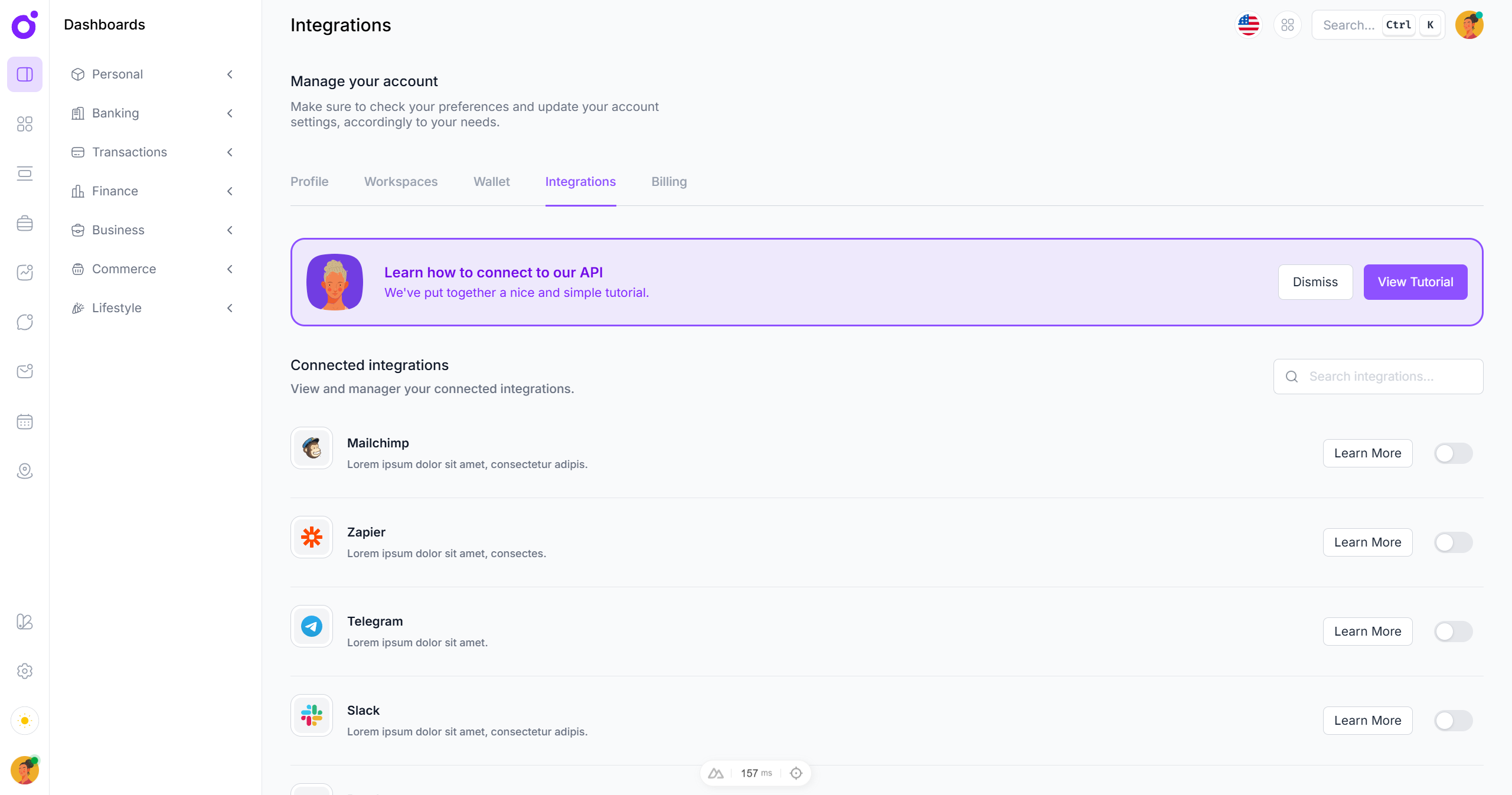 Tairo - Preferences - Integrations