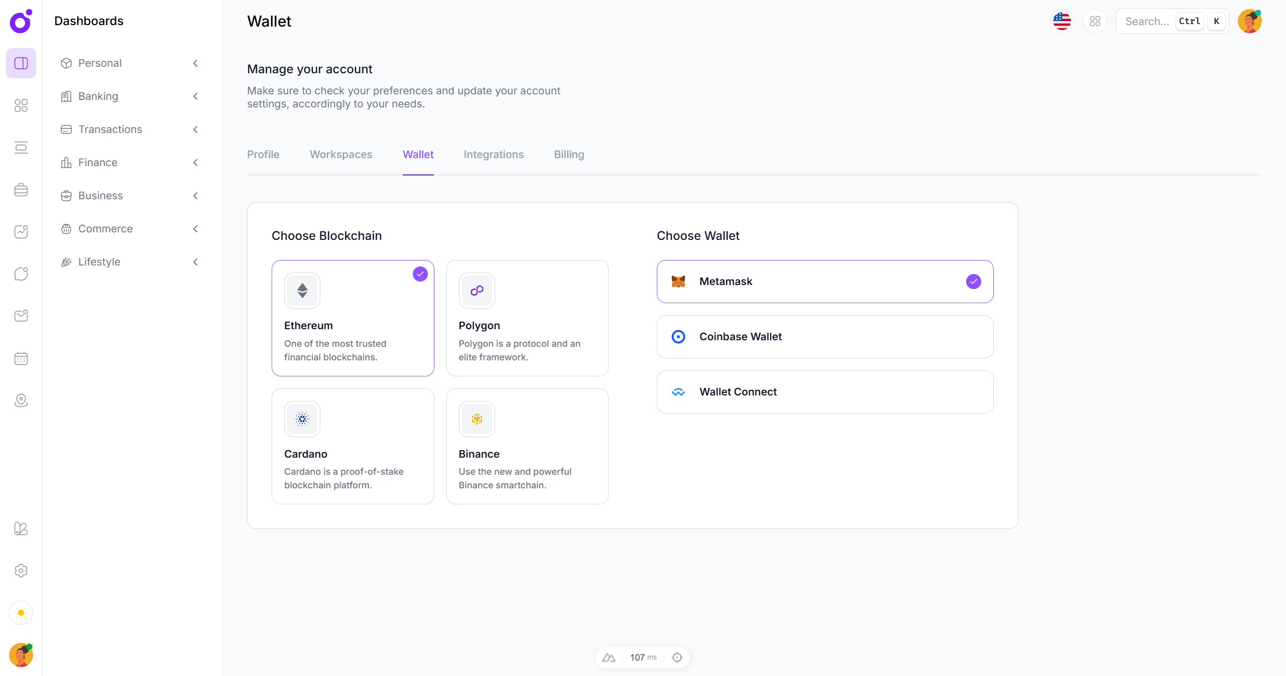 Tairo - Preferences - Wallet