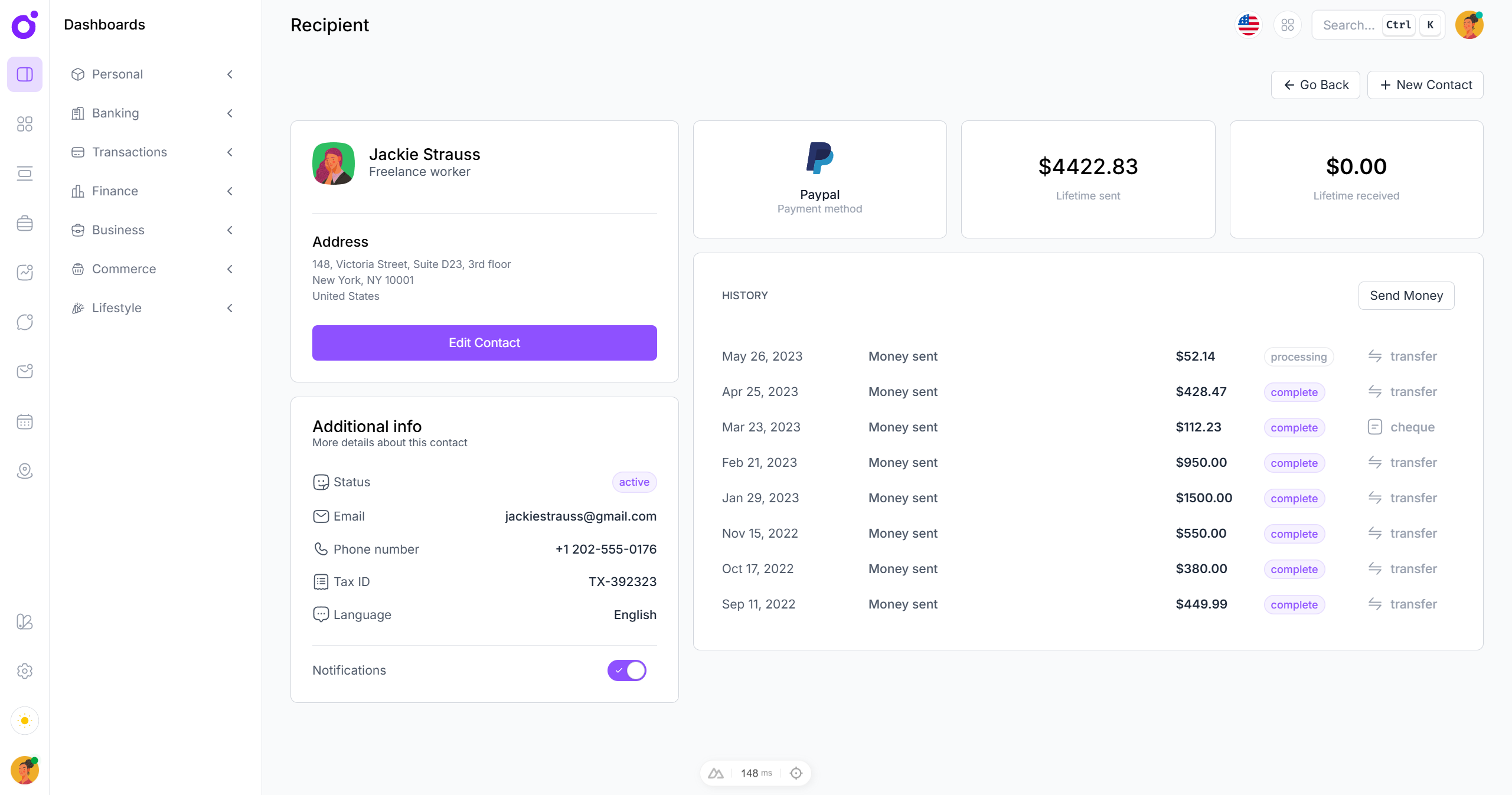 Tairo - Contact recipient