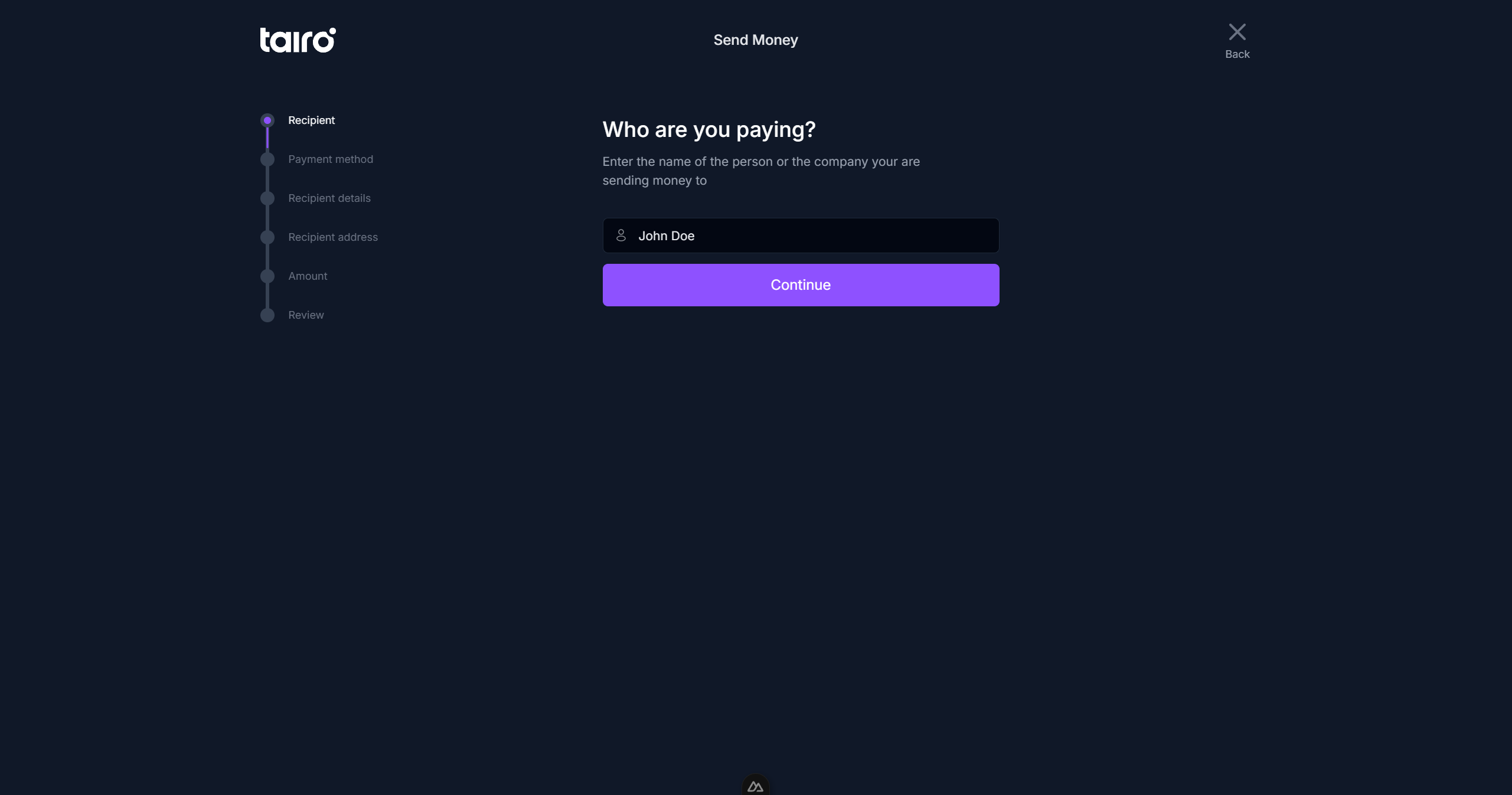 Tairo - Send - Step 1