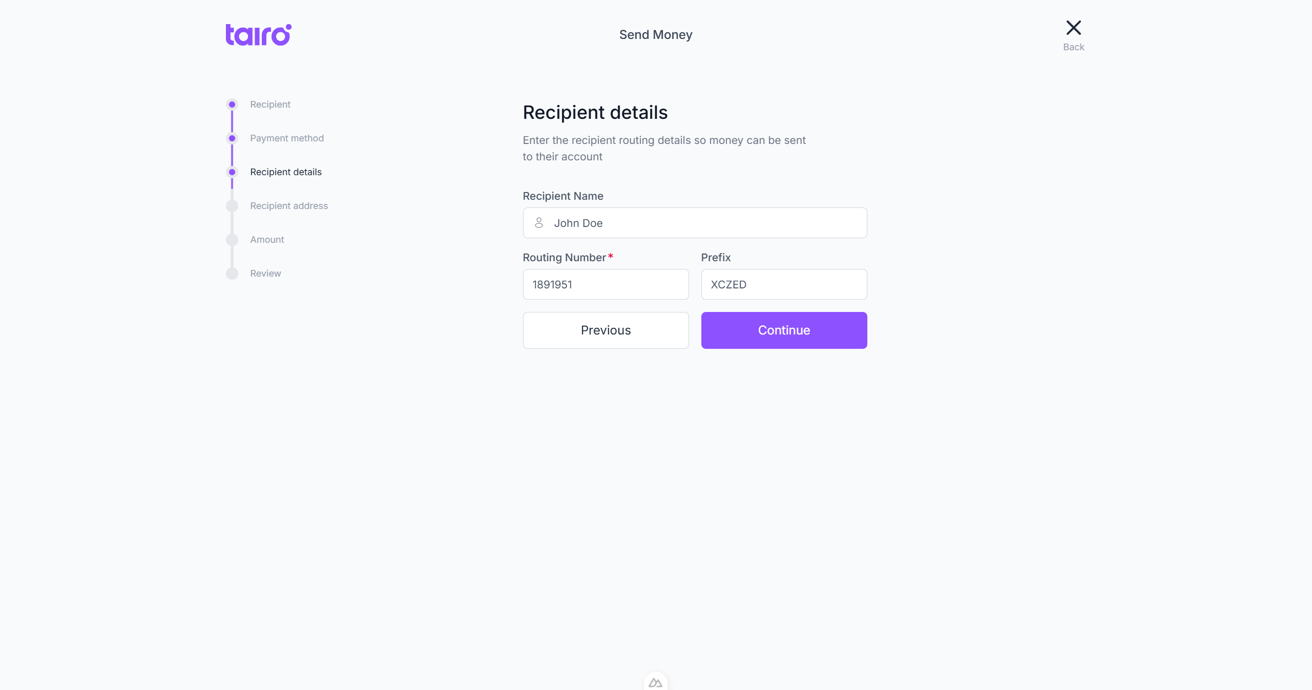 Tairo - Send - Step 3
